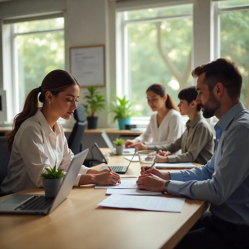 Revisión de documentos en mesa de trabajo